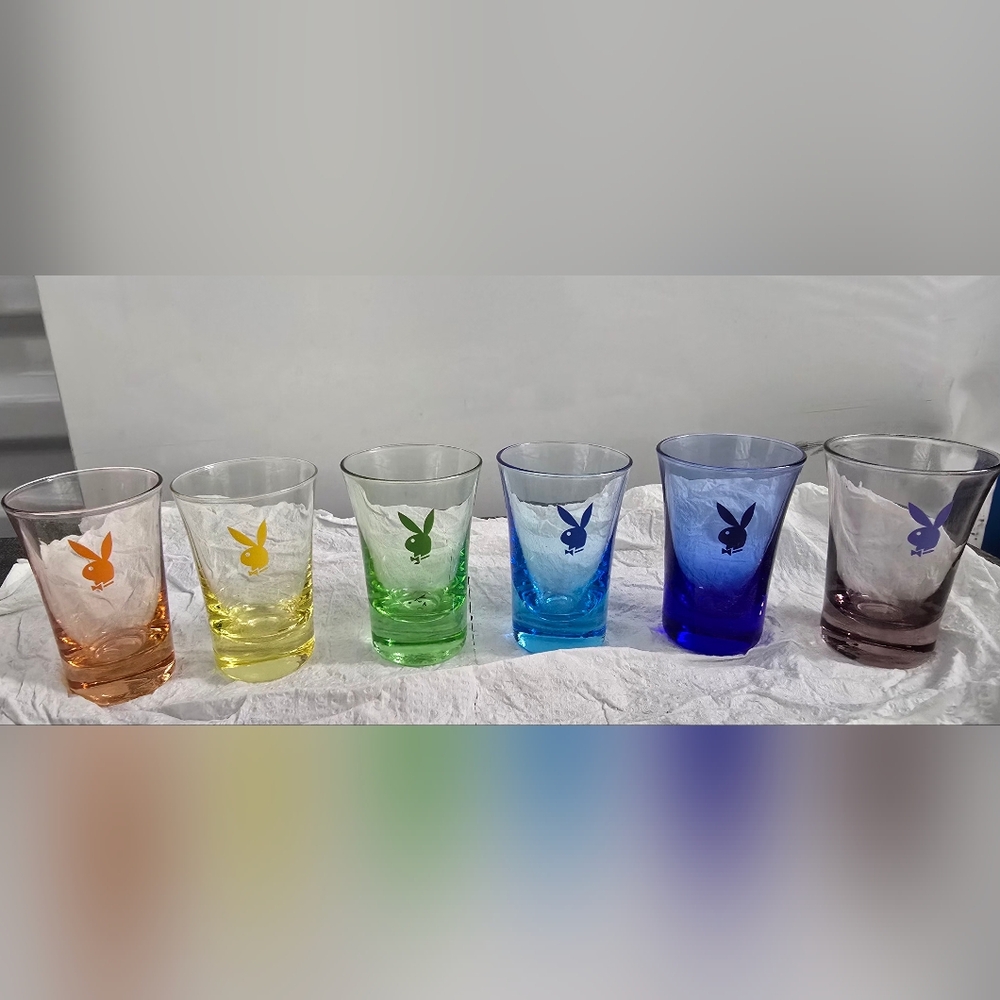 *RARE* Playboy Bunny Shot Glass Set in Rainbow Colors